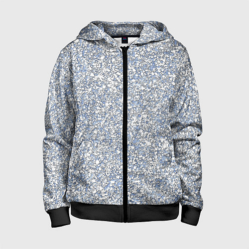 Детская толстовка на молнии Текстурированный бело-голубой мелкий камень / 3D-Черный – фото 1