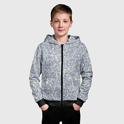 Толстовка на молнии детская Текстурированный бело-голубой мелкий камень, цвет: 3D-черный — фото 2