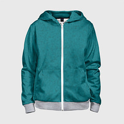 Детская толстовка на молнии Сине-зелёный однотонный текстурированный