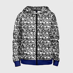 Толстовка на молнии детская Very much skulls, цвет: 3D-синий