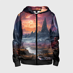 Детская толстовка на молнии Космический фантазийный мир на другой планете