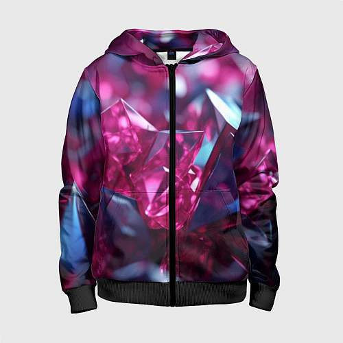 Детская толстовка на молнии Яркие розовые хрусталики / 3D-Черный – фото 1