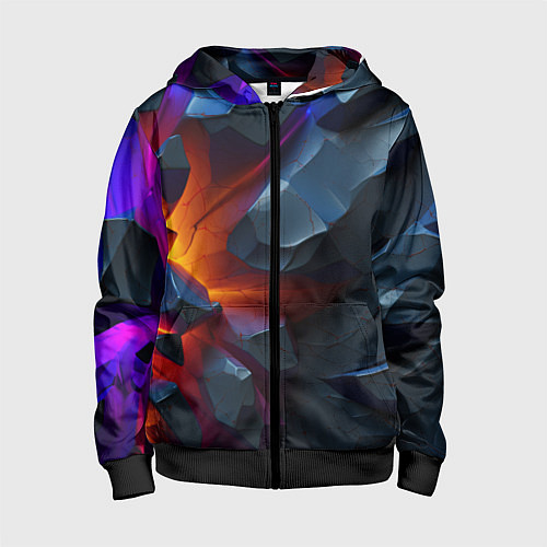 Детская толстовка на молнии Объемные камни в разломе / 3D-Черный – фото 1