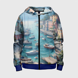 Детская толстовка на молнии Гавань с лодками