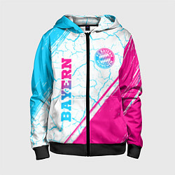 Толстовка на молнии детская Bayern neon gradient style вертикально, цвет: 3D-черный