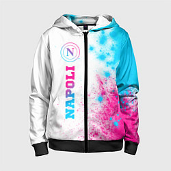 Толстовка на молнии детская Napoli neon gradient style по-вертикали, цвет: 3D-черный