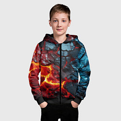 Толстовка на молнии детская Темная огненная плитка, цвет: 3D-черный — фото 2