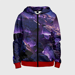 Детская толстовка на молнии Фиолетовые неоновые камни со светом