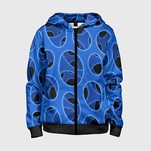 Детская толстовка на молнии Синяя мембрана с перфорацией / 3D-Черный – фото 1