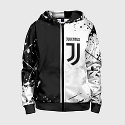 Толстовка на молнии детская Juventus краски текстура спорт, цвет: 3D-черный