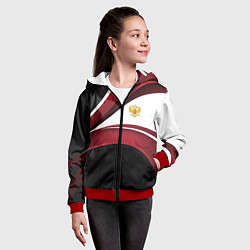 Толстовка на молнии детская Униформа Россия - бордовая, цвет: 3D-красный — фото 2