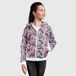 Толстовка на молнии детская Неоновый пиксельный камуфляжный паттерн, цвет: 3D-белый — фото 2