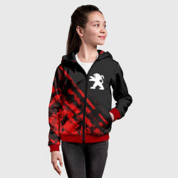 Толстовка на молнии детская Peugeot sport grunge, цвет: 3D-красный — фото 2