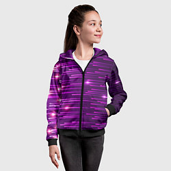 Толстовка на молнии детская Светящиеся неоновые лучи, цвет: 3D-черный — фото 2