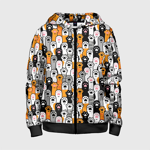 Детская толстовка на молнии Кошачьи лапы / 3D-Черный – фото 1