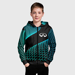 Толстовка на молнии детская Infiniti electro hexagon, цвет: 3D-черный — фото 2