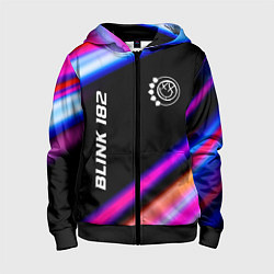 Толстовка на молнии детская Blink 182 neon rock lights, цвет: 3D-черный