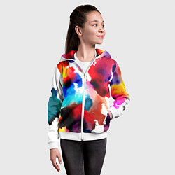 Толстовка на молнии детская Абстрактная акварельная композиция, цвет: 3D-белый — фото 2