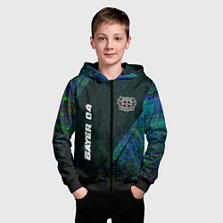 Толстовка на молнии детская Bayer 04 glitch blue, цвет: 3D-черный — фото 2