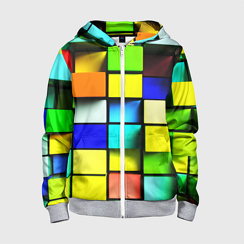 Детская толстовка на молнии Оптические кубы / 3D-Меланж – фото 1