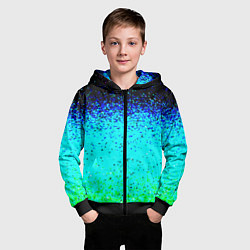 Толстовка на молнии детская Пикселизация неоновых цветов, цвет: 3D-черный — фото 2