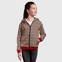 Толстовка на молнии детская Паттерн японских гор, цвет: 3D-красный — фото 2