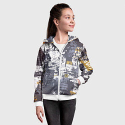 Толстовка на молнии детская Газетная страничка, цвет: 3D-белый — фото 2