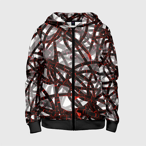 Детская толстовка на молнии Красные энергетические кабели / 3D-Черный – фото 1