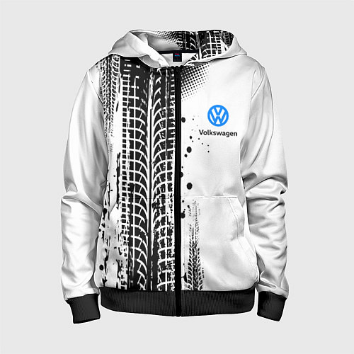 Детская толстовка на молнии Фольксваген - следы от шин / 3D-Черный – фото 1