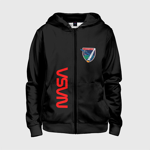 Детская толстовка на молнии Nasa space logo steel / 3D-Черный – фото 1