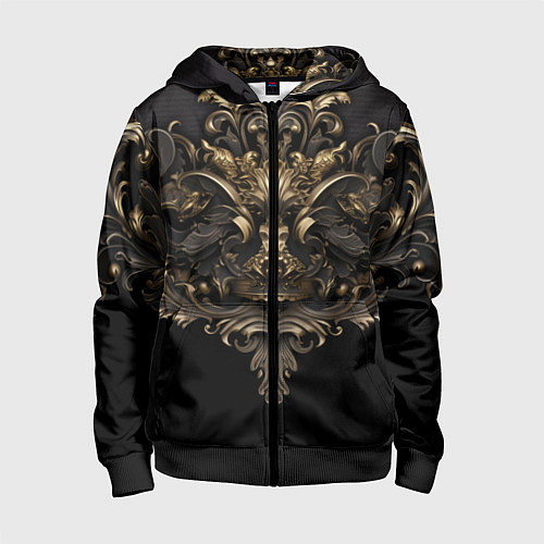 Детская толстовка на молнии Объемные старые классические узоры / 3D-Черный – фото 1