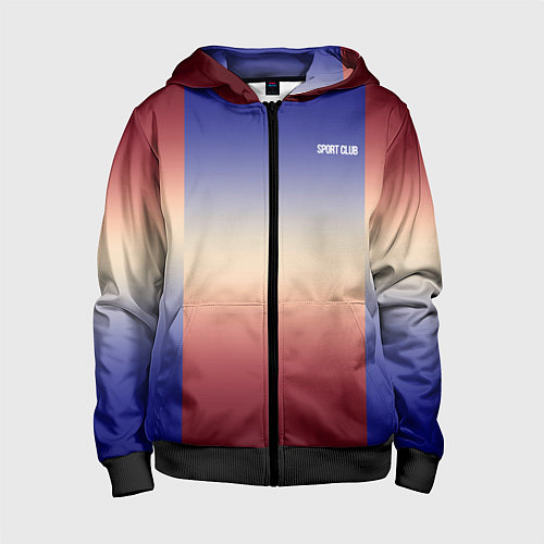 Детская толстовка на молнии Красный-синий градиентный узор / 3D-Черный – фото 1