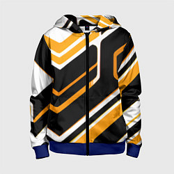 Детская толстовка на молнии Чёрно-жёлтые полосы на белом фоне