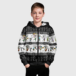 Толстовка на молнии детская Кокопелли - боги индейцев хайда, цвет: 3D-черный — фото 2