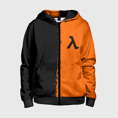 Детская толстовка на молнии Half life краски оранж / 3D-Черный – фото 1