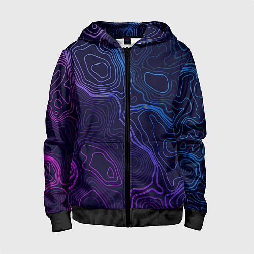 Детская толстовка на молнии Абстрактная топографическая карта / 3D-Черный – фото 1