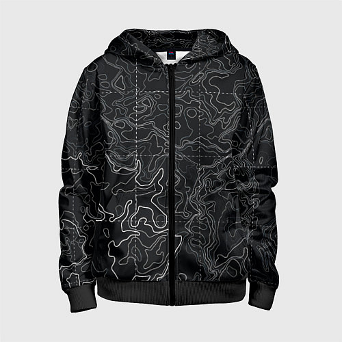 Детская толстовка на молнии Топографическая карта / 3D-Черный – фото 1