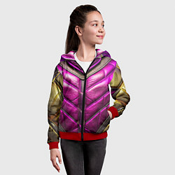 Толстовка на молнии детская Текстурная кожа в космическом стиле, цвет: 3D-красный — фото 2