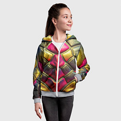 Толстовка на молнии детская Объемная текстурная кожа, цвет: 3D-меланж — фото 2