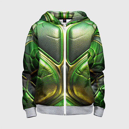 Детская толстовка на молнии Объемная зеленая текстурная кожа / 3D-Меланж – фото 1