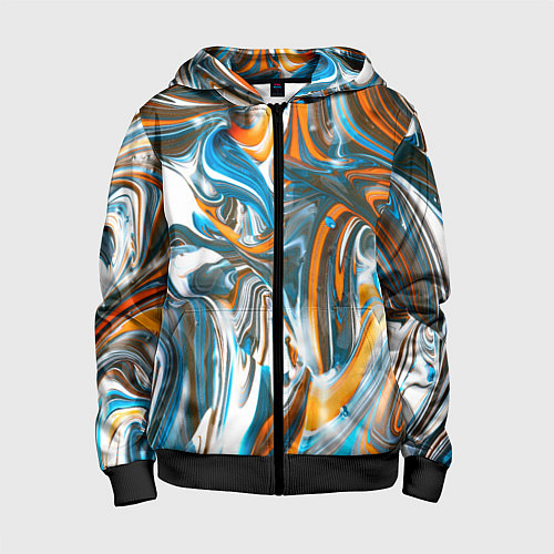 Детская толстовка на молнии Иллюзия смешанных абстрактных красок / 3D-Черный – фото 1