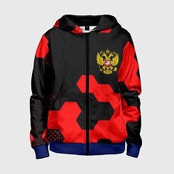 Детская толстовка на молнии Герб РФ спортивный стиль соты
