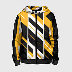 Детская толстовка на молнии Black and yellow stripes on a white background