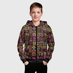 Толстовка на молнии детская Африка - этнический орнамент, цвет: 3D-черный — фото 2