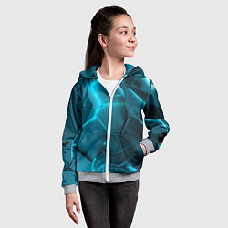 Толстовка на молнии детская Неоновые холодные голубые плиты в разломе, цвет: 3D-меланж — фото 2