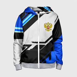 Толстовка на молнии детская Россия геометрия текстура, цвет: 3D-меланж