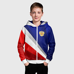 Толстовка на молнии детская Россия - униформа федерации, цвет: 3D-белый — фото 2