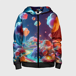 Толстовка на молнии детская Planet chupa chups - neon glow, цвет: 3D-черный