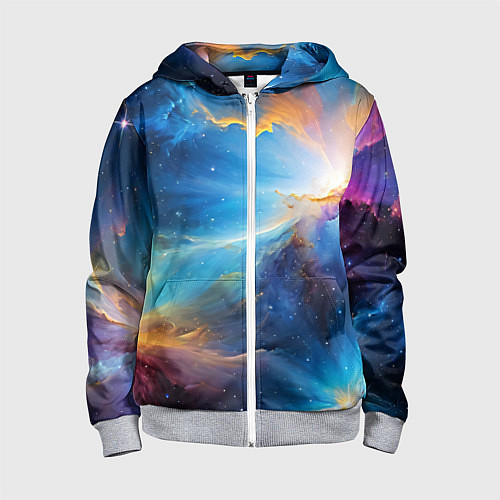 Детская толстовка на молнии Космический пейзаж - галактики / 3D-Меланж – фото 1