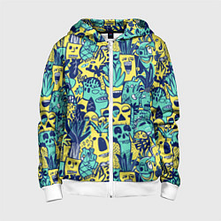 Толстовка на молнии детская Монстры тропические, цвет: 3D-белый